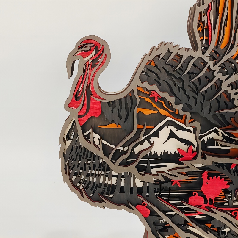 Artefato de flamingo de animais de madeira 3D